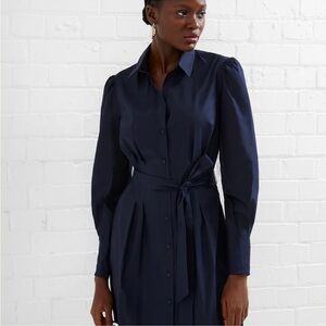 French Connection Blue Bishop Sleeve Shirt Dress